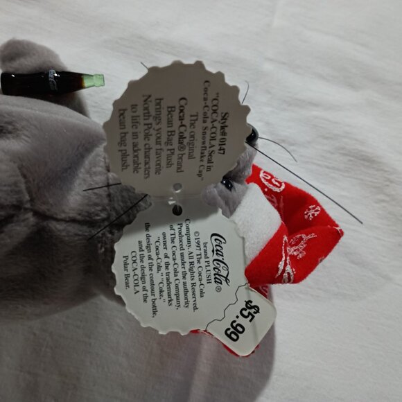 Christmas Coca Cola Plush Seals 9' 1997 with Tags EUC Set of 2 - Picture 7 of 16